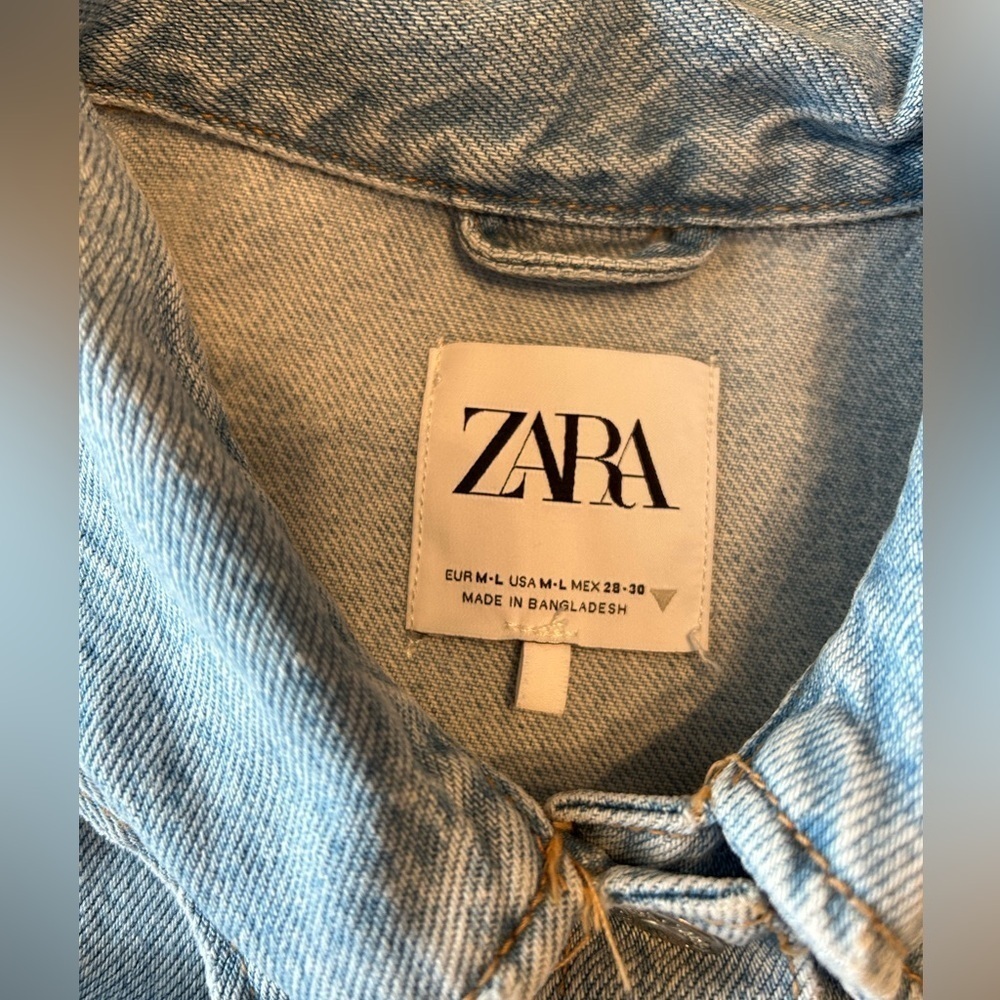 Zara Women’s Oversized Denim Shirt Dress. Size M-L Front Pocket. - Picture 6 of 9